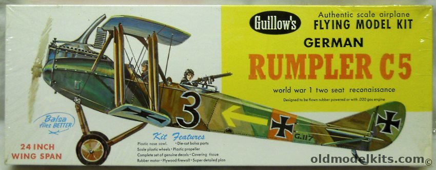 Guillows Rumpler C5 - 24 Inch Wingspan RC/Gas/Rubber Kit, 206 plastic model kit